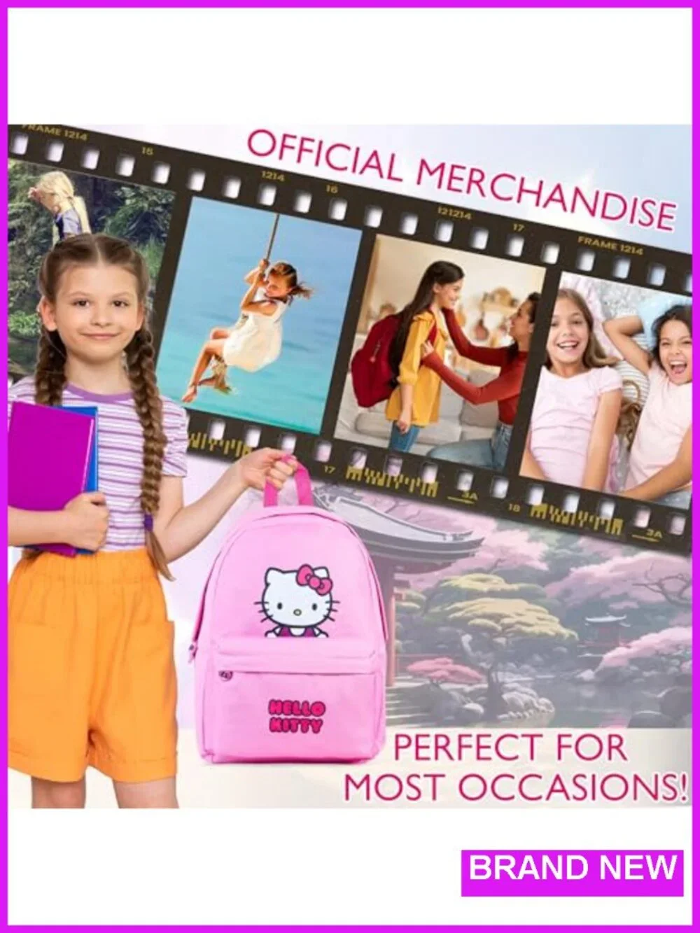 Kids Backpack with Front Zippered Pocket and Adjustable Straps